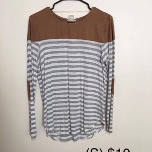 Striped Top with Elbow Patches